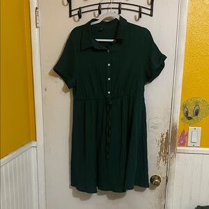 SHEIN Dark Green Collared Mini Dress
